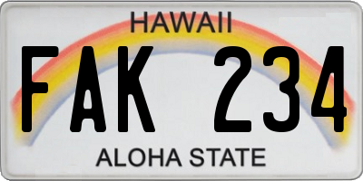 HI license plate FAK234