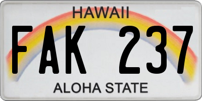 HI license plate FAK237