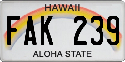 HI license plate FAK239