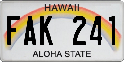 HI license plate FAK241