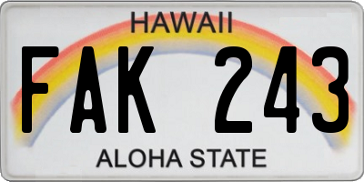 HI license plate FAK243