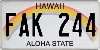 HI license plate FAK244