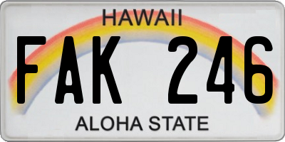 HI license plate FAK246