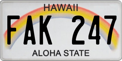 HI license plate FAK247