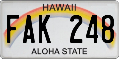 HI license plate FAK248