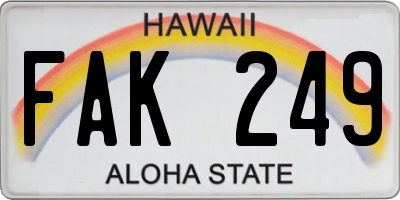 HI license plate FAK249