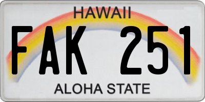 HI license plate FAK251