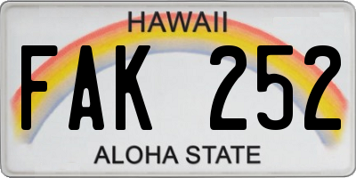 HI license plate FAK252