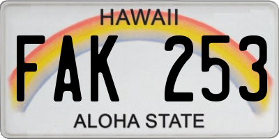 HI license plate FAK253