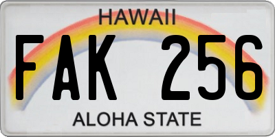 HI license plate FAK256