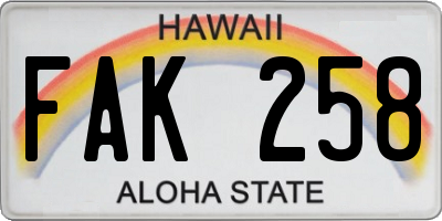 HI license plate FAK258
