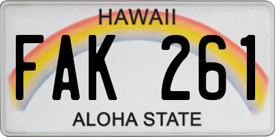 HI license plate FAK261