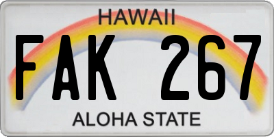 HI license plate FAK267