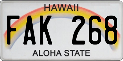 HI license plate FAK268