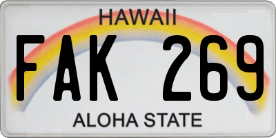 HI license plate FAK269