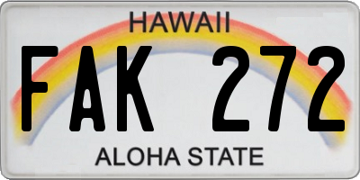 HI license plate FAK272