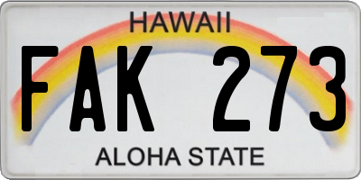 HI license plate FAK273