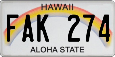 HI license plate FAK274