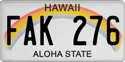 HI license plate FAK276