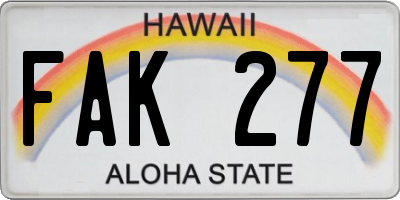 HI license plate FAK277