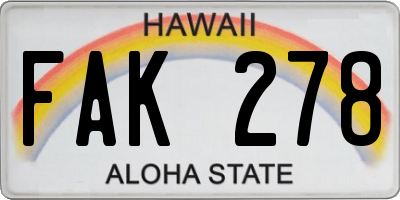 HI license plate FAK278