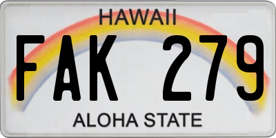 HI license plate FAK279