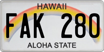 HI license plate FAK280
