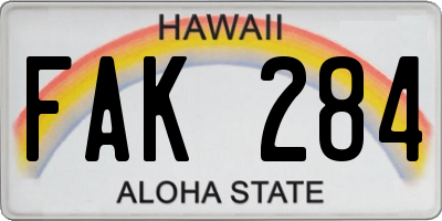 HI license plate FAK284