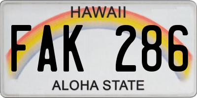 HI license plate FAK286