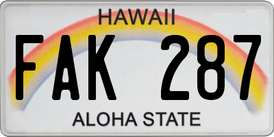 HI license plate FAK287