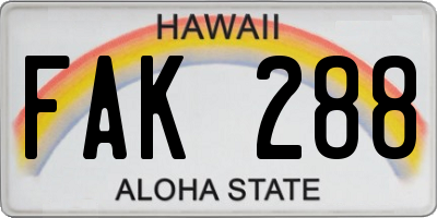 HI license plate FAK288