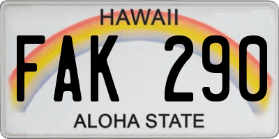HI license plate FAK290