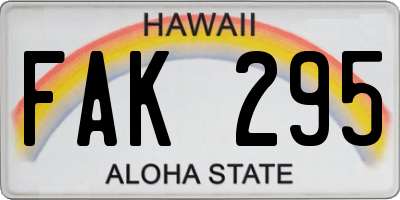 HI license plate FAK295