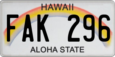 HI license plate FAK296