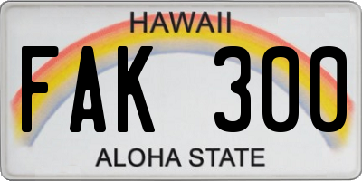 HI license plate FAK300