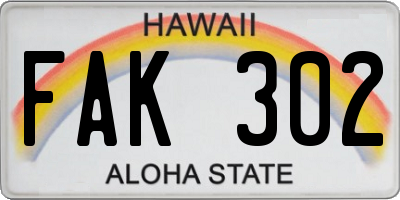 HI license plate FAK302
