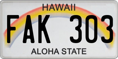 HI license plate FAK303