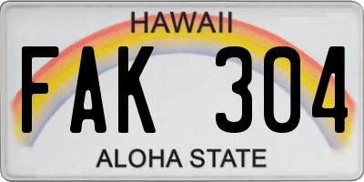 HI license plate FAK304