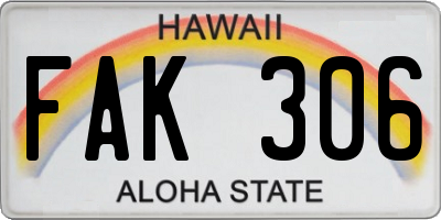 HI license plate FAK306