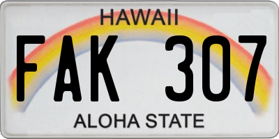 HI license plate FAK307