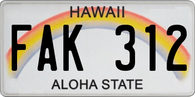 HI license plate FAK312