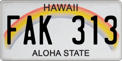 HI license plate FAK313