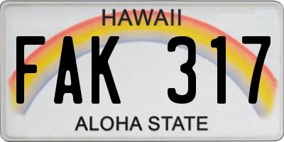 HI license plate FAK317