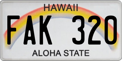 HI license plate FAK320