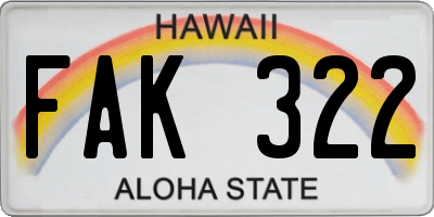 HI license plate FAK322