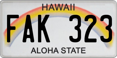 HI license plate FAK323