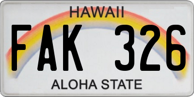 HI license plate FAK326