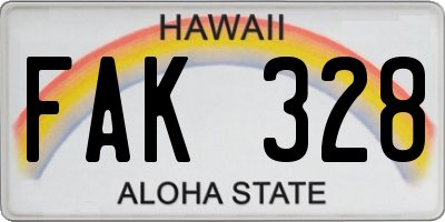 HI license plate FAK328