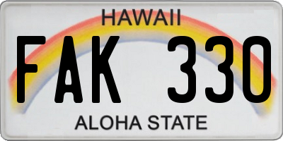 HI license plate FAK330