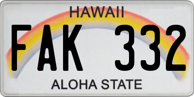 HI license plate FAK332